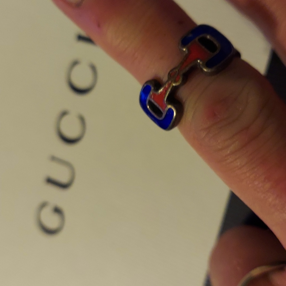 Amazing vintage Gucci horsebit ring, 925 unisex, enamel, rare  70's GVC! - Picture 4 of 10